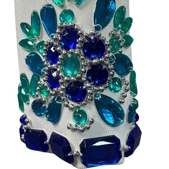 Vintage 90s Bill Blass White Evening Gown & Beaded Crop Jacket Set Size 6 - Picture 10 of 10